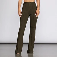 High Waist Crepe Flare Pants