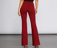 High Waist Crepe Flare Pants