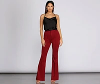 High Waist Crepe Flare Pants