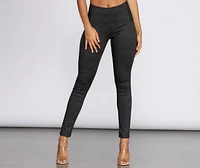 Elastic Side Plaid Leggings