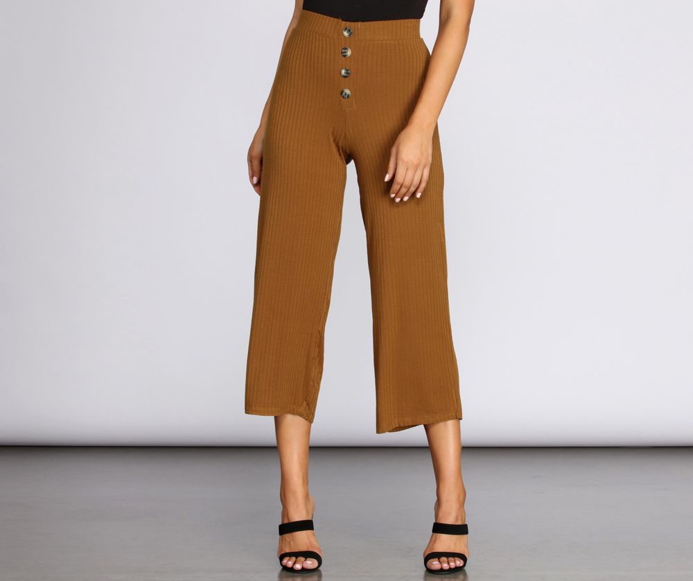 Windsor Chill Mood Ribbed Knit Flare-Leg Pants