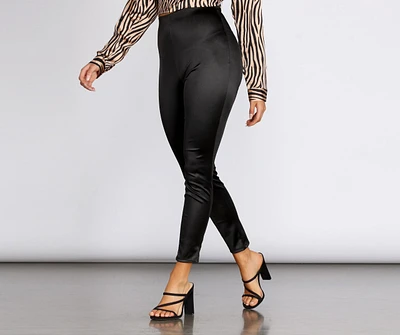 High Waist Satin Leggings