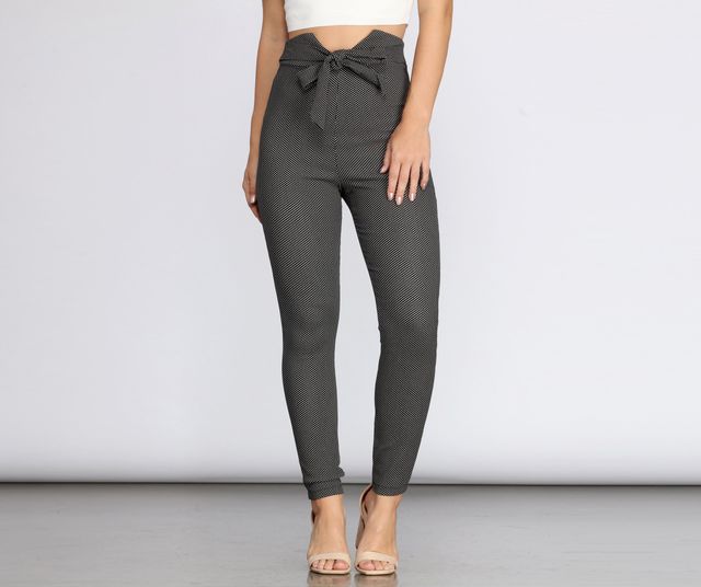 High Waist Tie Front Skinny Pants