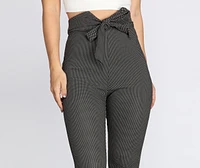 Polka Dot Tie Waist Skinny Pants