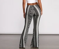 Boho Flair Floral Stripe Flare Pants