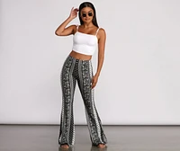 Boho Flair Floral Stripe Flare Pants