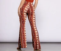 Boho Flair Floral Stripe Flare Pants