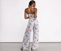 Tropical Floral Sleeveless Wide Leg Jumpsuit