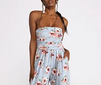 Tropical Floral Sleeveless Wide Leg Jumpsuit