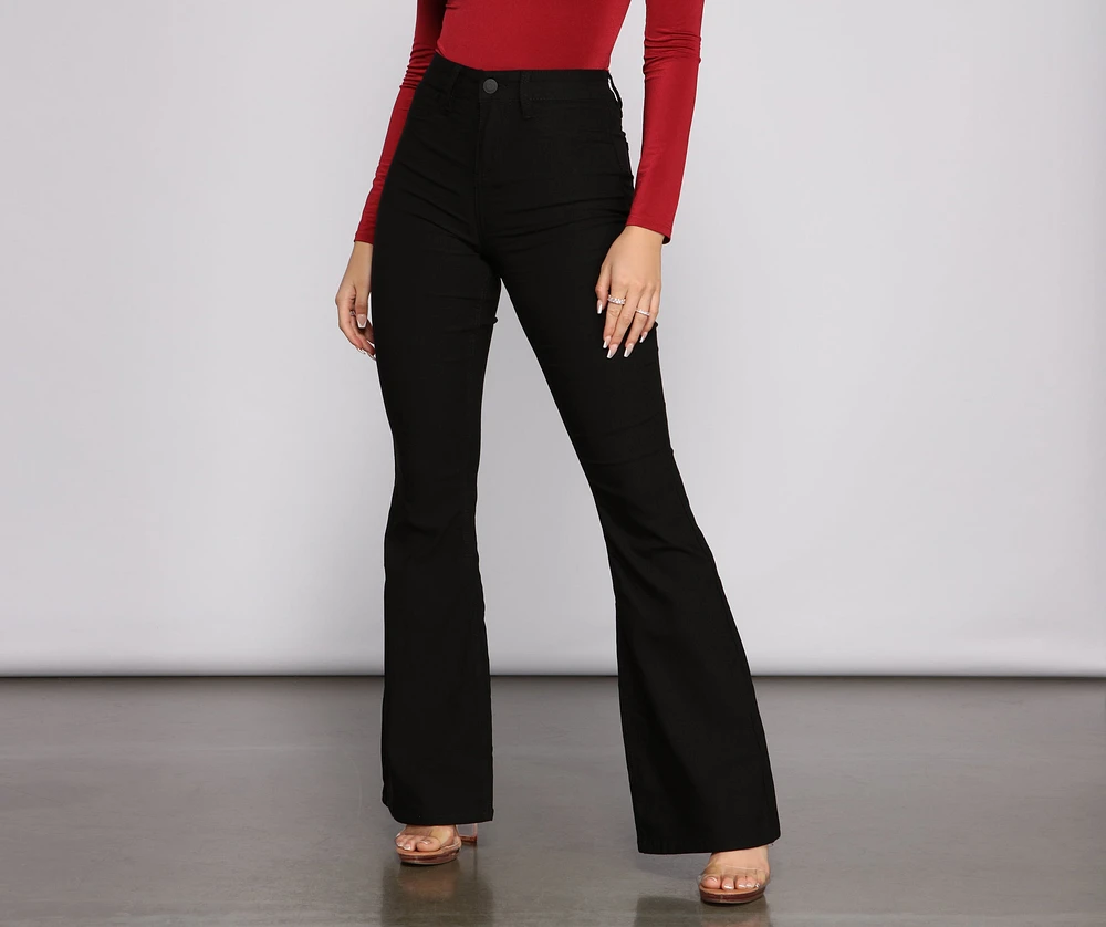 High Rise Ponte Knit Flare Pants