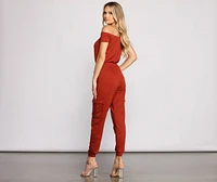 Carry On Style Off The Shoulder Cargo Jumpsuit