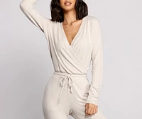Feeling Casual Ribbed Surplice Jumpsuit
