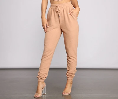 Casually Slay Ribbed Knit Joggers