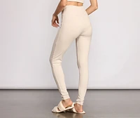 High Waist Basic Ribbed Knit Leggings
