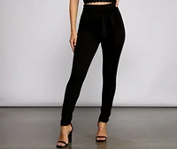 High Waist Skinny Ponte Knit Pants