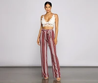 Sassy Striped Wide-Leg Pants