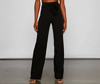 Sleek Tie Waist Wide Leg Pants