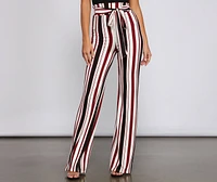 Striped And Stylish Tie-Waist Pants