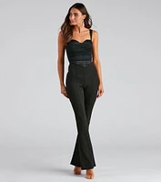 High Waist Flared Ponte Pants