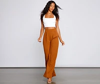 High Waist Pleated Wide Leg Pants