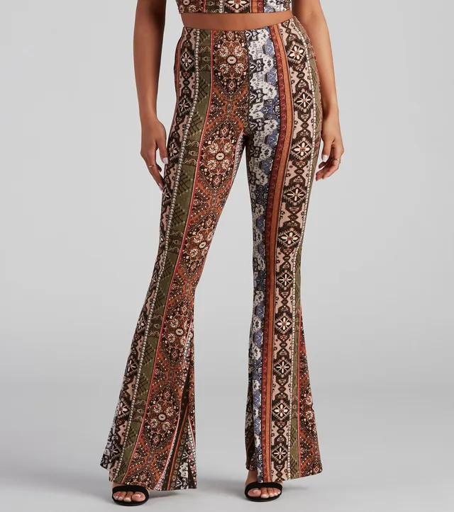 Windsor Boho Babe Paisley Striped Flared Pants