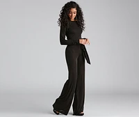 High Fashion Tie Waist Wide-Leg Jumpsuit
