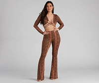 Leopard Spots High Rise Flare Pants