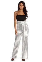 High Waist Striped Pants