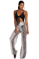 Snake Print Mesh Pants