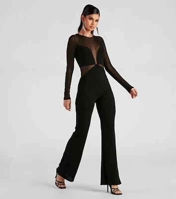 Stole The Night Glitter Mesh Jumpsuit