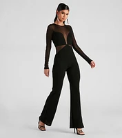 Stole The Night Glitter Mesh Jumpsuit