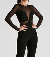 Stole The Night Glitter Mesh Jumpsuit