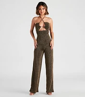 Miss Sparkle Halter Knit Jumpsuit