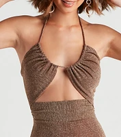 Miss Sparkle Halter Knit Jumpsuit