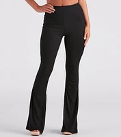 Trendy Babe Ribbed Knit Flare Pants