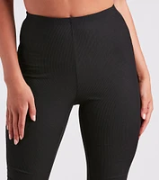 Trendy Babe Ribbed Knit Flare Pants