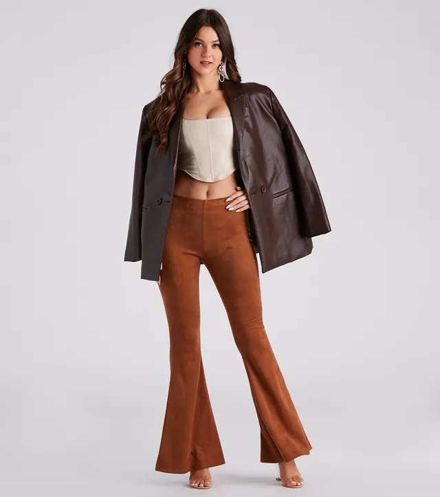 Windsor Stylish Pick Faux Suede Flare Pants