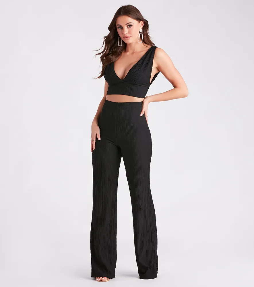 Windsor Two For The Show Texture Knit Wide Leg Pants