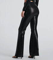 All Sequin High Rise Flare Pants