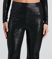 All Sequin High Rise Flare Pants