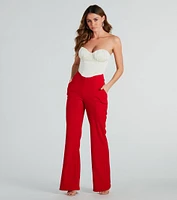 Power Looks High Rise Crepe Trouser Pants