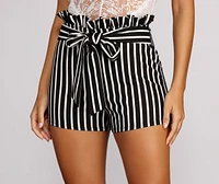 Striped Paper Bag Shorts