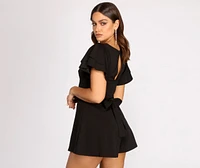 Flutter Away Tie Waist Romper