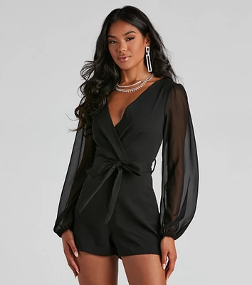 Perfectly Poised Plunging Chiffon Romper