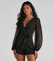Perfectly Poised Plunging Chiffon Romper