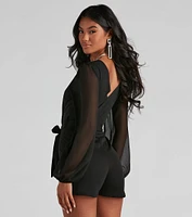 Perfectly Poised Plunging Chiffon Romper