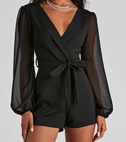 Perfectly Poised Plunging Chiffon Romper