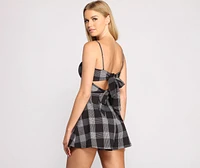Poised Plaid Tie Back Romper
