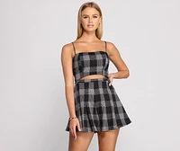 Poised Plaid Tie Back Romper