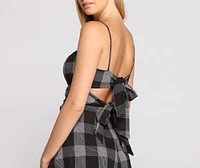Poised Plaid Tie Back Romper